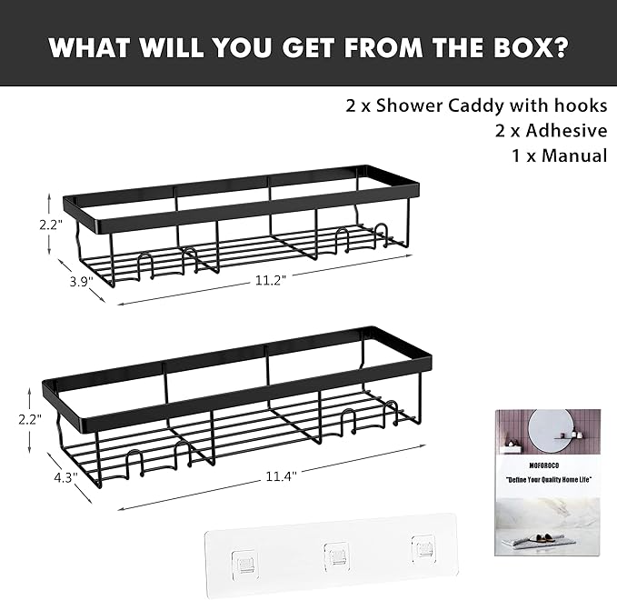 Moforoco Adhesive Shower Caddy Organizer Shelves Rack - 5 Pack Corner Bathroom Storage Organization, Home & Kitchen Decor Inside RV Accessories, Hanging First Apartment Household Camper Essentials