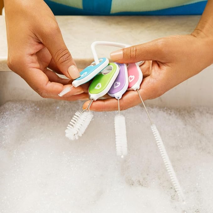 Munchkin® Details™ Bottle and Cup Cleaning Brush 4 Piece Set with Key Ring,(Pack of 12)