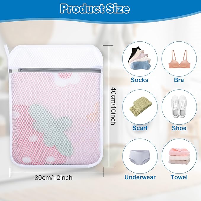 4-Pack Durable Honeycomb Mesh Laundry Bags for Delicates - 12x16 Inches Lingerie Bags for Washing Delicates with Sturdy Zippers, Protect Clothes in Washing Machine for Home, College & Dorm (Medium)