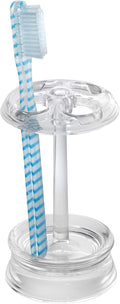 iDesign Franklin Plastic Toothbrush Holder Stand for Bathroom, Vanity Countertops in Master, Guest, and Kids' Bathrooms, 2.75" x 2.75" x 5", Clear
