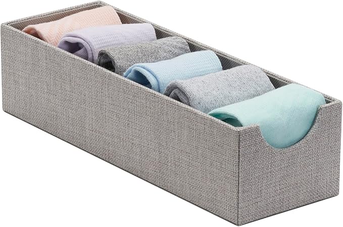 Household Essentials Grey 725-1 Deep Drawer Organizer Box for Storage | 12 in x 4 in x 3.13, Silver