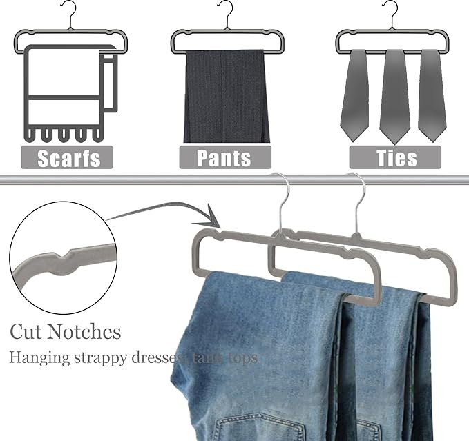 Velvet Pants Hangers 20 Pack,Premium Non Slip Velvet Hangers,Thin Space Saving Slim Clothes Hangers with 360° Swivel Hook,13.77inch