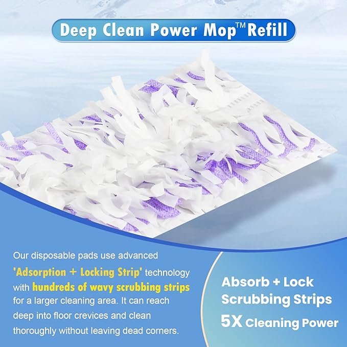 Cleaning Pads Compatible with Swiffer® Power MOP™ Refills | 50 Pack 20% Thicker Pads | Pet Hair & Grease Deep Cleaner