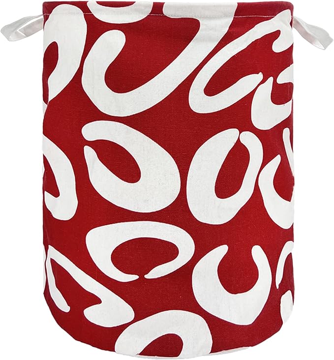 Merdes 19.7’’ Waterproof Foldable Laundry Hamper, Dirty Clothes Laundry Basket, Linen Bin Storage Organizer for Toy Collection (Red C)