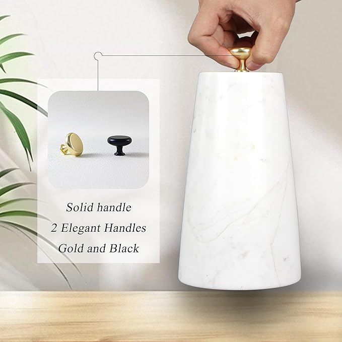 Marble Decorative Door Stoppers, Natural Marble Stone Doorstop with 2 Brass Handle. Heavy Duty Door Stop for Modern Home Decor. Anti-Slip Silicone Base Indoor Door Holder, Weighted Door Stop - White