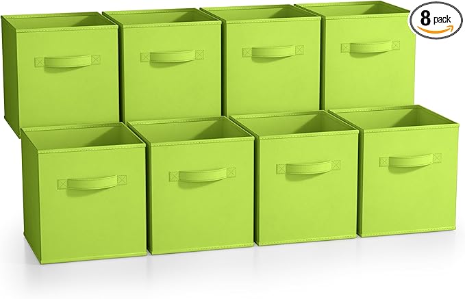 Sorbus Fabric Storage Cubes - 8 Foldable Storage Bins for Organizing Pantry, Cubbies, Toy Box - Clothes Storage & Closet Organizer - 11 Inch Collapsible Cube Baskets for Shelves with Handle