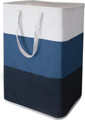 Stylish Freestanding Laundry Hamper with Portable Handles,72L Foldable Laundry Basket with Waterproof Liner,Bathroom Dirty Clothes Hamper,Multi-purpose Storage Bag Space-saving for Home,Dorm,RV(Blue)