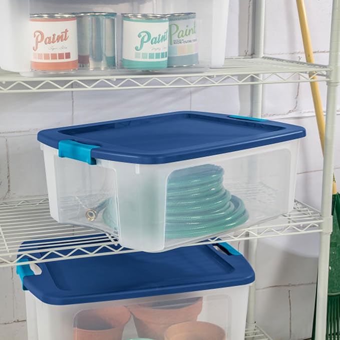 Sterilite 24-Pack Latch and Carry, Clear Plastic Storage Bins with Latching Lids and Full-Grip Handles, 12 Gallon