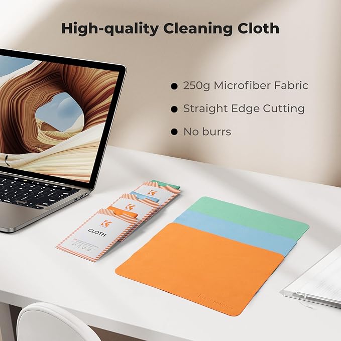 K&F CONCEPT 6 Pack Lens Cleaning Cloth | Microfiber Cleaning Cloth | Glasses Cleaning Cloths | Eyeglass Lens Cleaner | Eyeglasses, Camera Lens, VR/AR Headset Screen Cleaning | Orange & Green & Blue