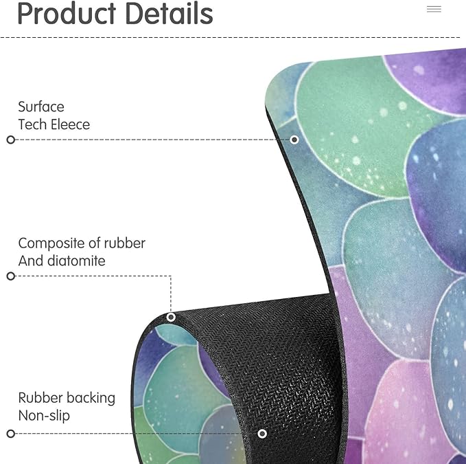 Kitchen Sink Splash Guard 1 PC 30 Inch Sink Faucet Mat Splash Guard for Bathroom Countertop Water Absorbent Foldable Cuttable Soft Washable Watercolor Mermaid Scales Colors