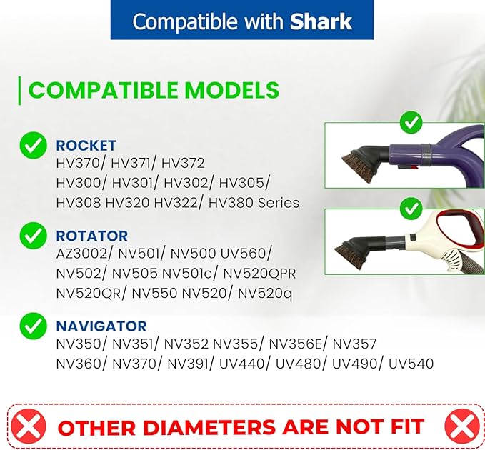 Round Horse Hair Vacuum Brush Attachment for Shark Vacuums, Compatible with Miele C1 Shark NV350 NV360 NV500 NV501 HV300 HV301 HV322 HV371 HV372 (1-3/8'' Vacuum Dusting Brush)