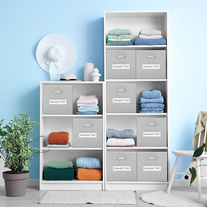 artsdi 13x13 storage cube bins (Set of 10) Foldable Fabric storage cubes with 10 Labels Window Cards & a Pen,13 inch cube storage bins,Closet Organizers for Shelves,Cubby Organizer Boxes,Light Gray