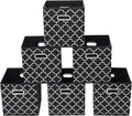 Fabric storage bins Cubes, Fabric Cube Organizer with Handle, Foldable Cube Bins for Cloth or Accessary Storage, 11x11x11 set of 6,Black Light