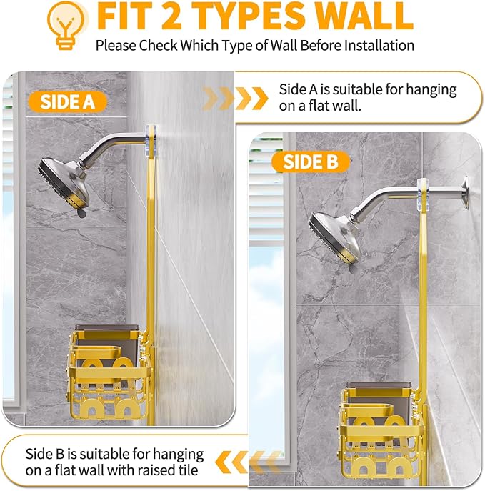 Aluminum Shower Caddy Hanging, Never Rust Shower Organizer- 4 Levels with adjustable Height 10 Hooks for Razor/Sponge - Rack with Soap Basket (Gold)