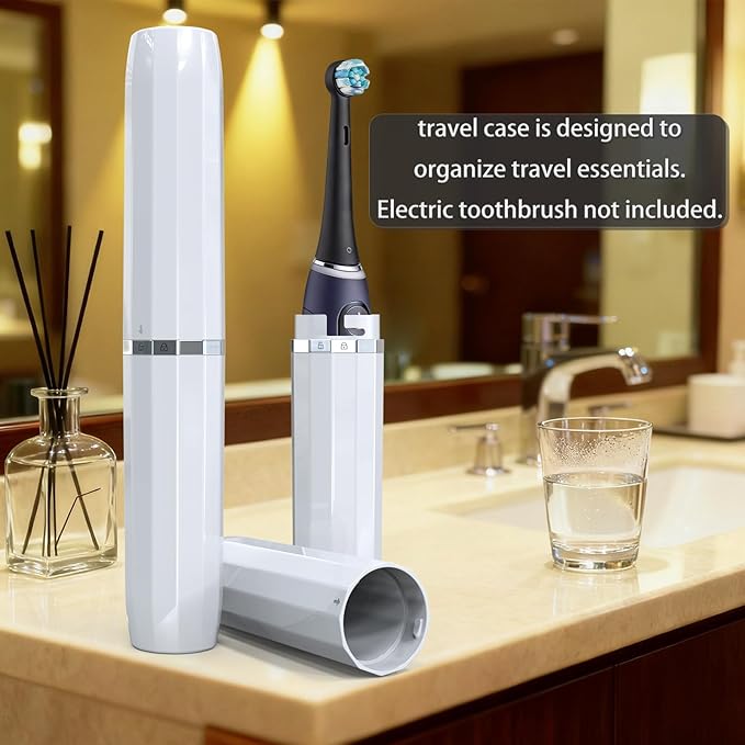 SIEANE Electric Toothbrush Travel Case, Universal Fit for Most Electric Toothbrushes, Ventilation Design, Portable Holder Cover for Men and Women, Travel Essentials for Business Trip & Vacation(White)