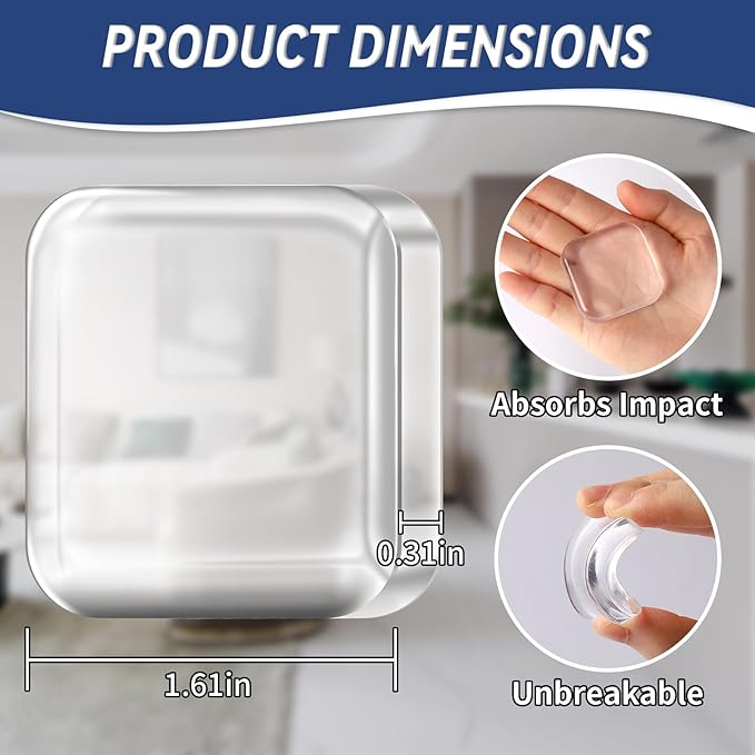 JULBEAR 12PCS Clear Door Stoppers for Wall, Wall Protectors from Door Knobs with Strong Back Self Adhesive,Quiet, Shock, Absorbent Silicone, Door Knob Wall Protector Door Handle Bumpers