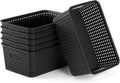 AREYZIN Plastic Storage Baskets Set of 6 Sturdy Small Organizer Plastic Storage Bins Baskets for Shelves,Closet,Countertops, Desktops, Cabinets and Badrooms,Black