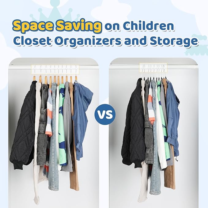 Smartor Premium 14 Inch Kids Hangers 50 Pack, Black Baby Velvet Hanger, Non Slip, Space Saving Felt Hangers Clothes Organizers for Closet with 360° Swivel Hook for Children, Toddler & Teens