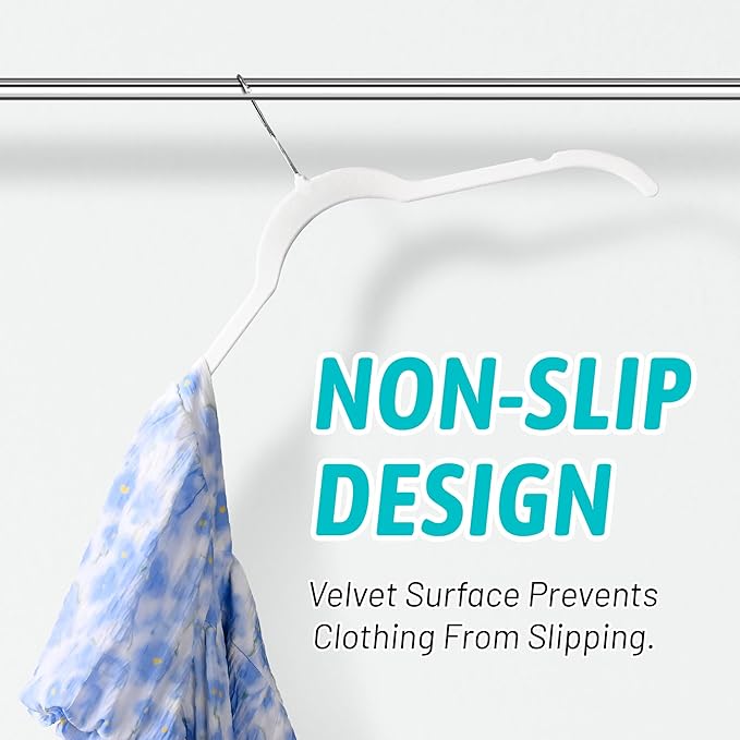 Sishynio Premium Velvet Shirt Hangers 30 Pack, Non-Slip 360° Swivel Hook Slim Felt Hanger, Space Saving Flocked Hangers for Tank Tops, Blouses, Strappy Dresses(White)