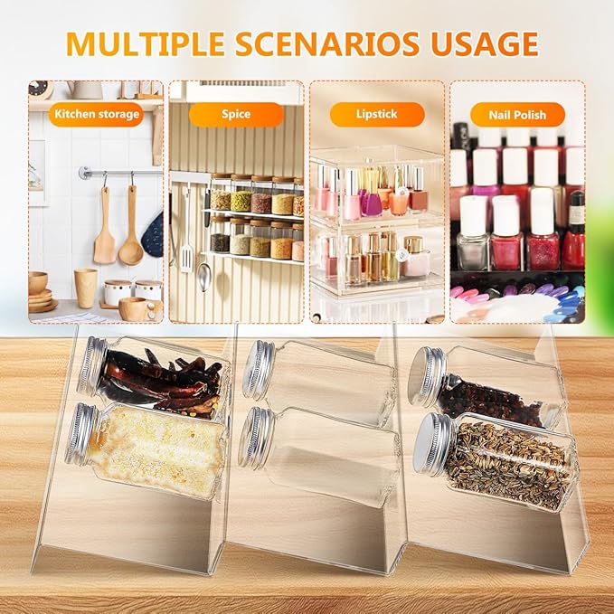 DECHOUS Spice Drawer Organizer: 4 Tier Expandable Clear Acrylic Spice Rack Organizer for Cabinet and Kitchen Drawer Insert - Seasoning Organizing Rack for Storage - 9" to 18" Adjustable
