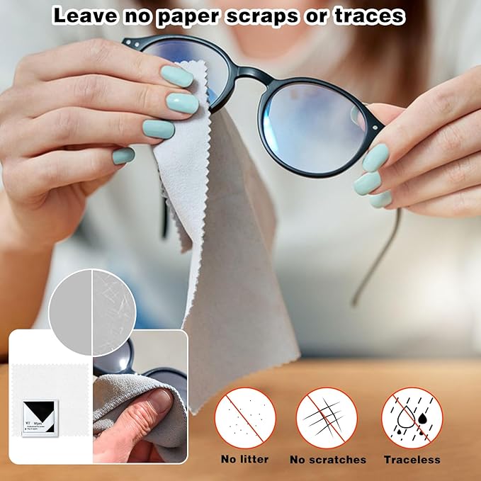 200 Count Lens Wipes for Eyeglasses and 6 pcs Microfiber Cleaning Cloth，Eyeglass Lens Cleaning Wipes，Individually Wrapped Streak-Free Eyeglass Cleaning Wipes for Sunglass, Camera Lens, Goggles.