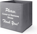 Opret Large Shoe Cover Box Grey, Real Estate Agent Supplies, Disposable Shoe Cover Dispenser Box for Open House, Please Cover or Remove Shoes, Foldable Storage Bin for Bootie