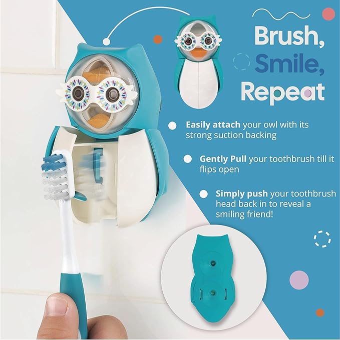 Flipper Fun Animal Cat Toothbrush Cover – Kids Toothbrush Holder with Cover – Toothbrush Holders for Bathrooms - Suction Cup Toothbrush Holder