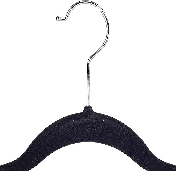 Simplify 60 Pack Velvet Hangers with Clips | Skirt and Pants | Slim Space Saving | Closet Organization | Non-Slip | Prevent Creases | Swivel Neck | Durable | Black