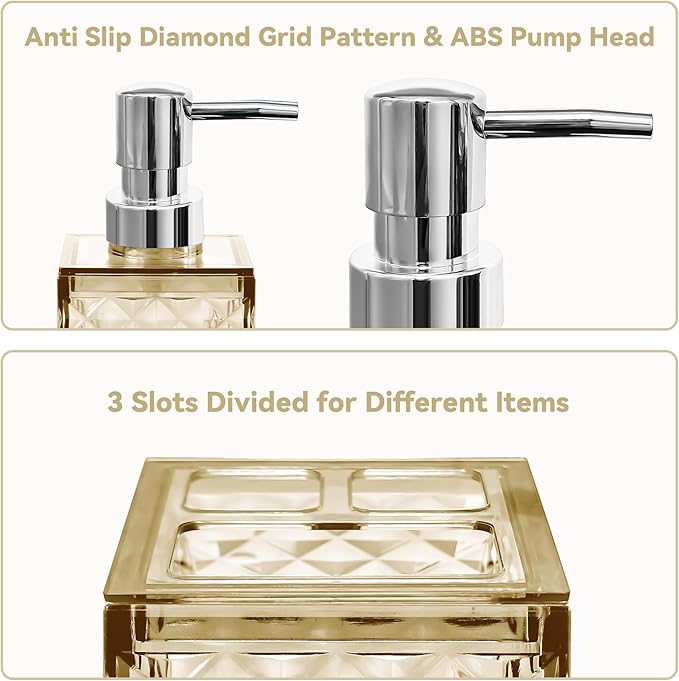 2PCS Beige Bathroom Accessories. Contain Soap Dispenser and Toothbrush Holder Set. Boho Bathroom Set for Blue Bathroom Décor