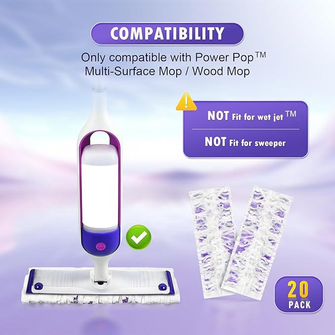 20 Count Disposable Mopping Pad Refills for Swiffer® Power Mop™ Pads Refills, Unscented Spray Cleaning Repalcement Pads