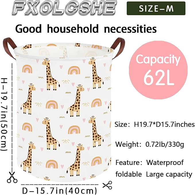 Giraffe hamper,Baby diaper organizer,Collapsible waterproof basket for dirty clothes,Baby Hamper for Nursery,Kids Room Organizer,Baby room decor,Gift basket(Giraffe)