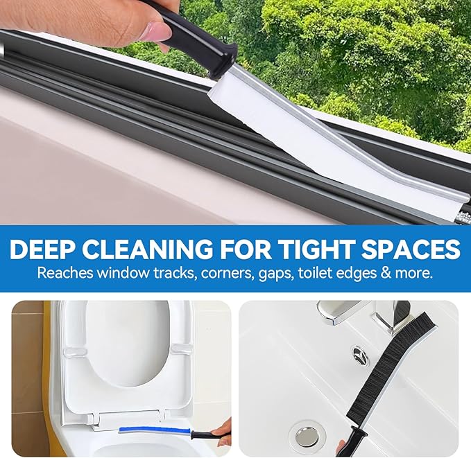 Crevice Cleaning Brush Set, 5-Pack Detail Brushes for Tight Spaces, Window Tracks, Gaps, Bathroom & Toilet, Strong Bristle Narrow Crevice Scrub Brushes for Home Cleaning
