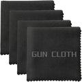 4 Pack Microfiber Gun Cleaning Cloth, 12"x12" Lint Free Gun Cleaning Rags, Reusable Microsuede Cleaning/Polishing Wipes Towels for Firearms, Knives and Scopes (Black)
