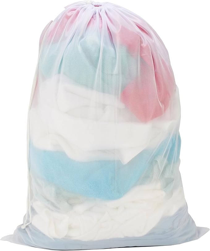 Laundry 360 Santized Mesh Bag | Dimensions : 36 x 24 x 7 inches | Drawstring Closure | Holds 2 Loads | Assorted | Laundry Storage