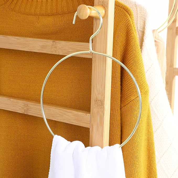 Zerodeko Round Clothes Hangers Metal Scarf Holder Creative Space-Saving Tie Rack for Home Closet Organization 10-Inch Diameter Design