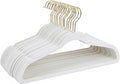 Simplify Slim Velvet Gold Hook Clothes Hangers 100 Pack | Non-Slip | Shirts | Suit | Pants | Dresses | Garments | Closet Storage & Organization | Durable | White