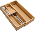 Expandable Bamboo Kitchen Drawer Organizer - Silverware Organizer - Utensil Holder and Cutlery Tray for Flatware Organizers and Kitchen Utensils