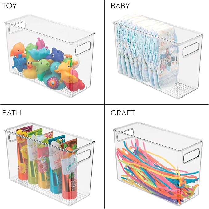 iDesign Tall Plastic Storage Bin with Handles for Fridge or Freezer - Set of 2 - Clear - Made in USA