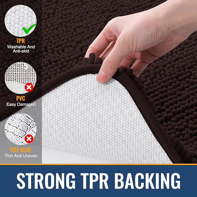 Arotive Bathroom Rugs Round 24x24, Extra Soft Absorbent Shaggy Chenille Bath Rugs, Machine Washable Rubber Backing Non-Slip Bath Mats for Bathroom Floor Tub and Shower, Home Decor Accessories, Brown