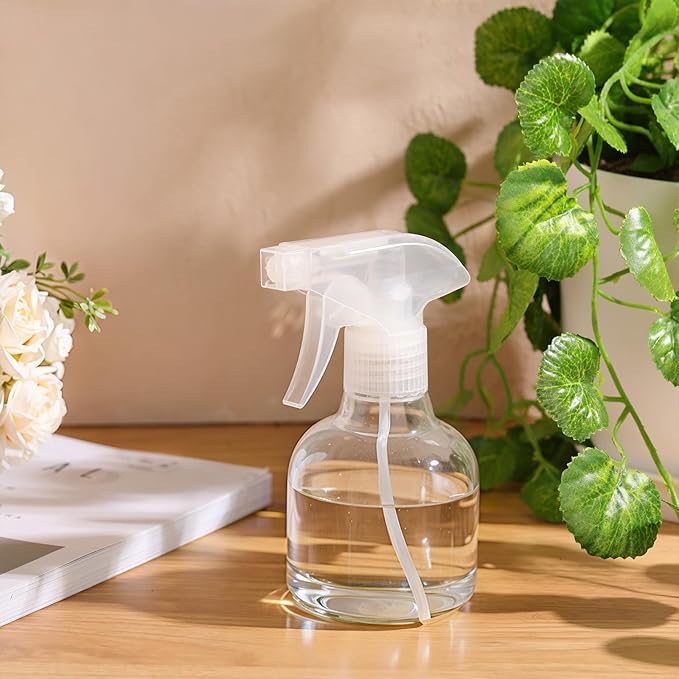 Jinei 24 Pcs 8 oz Empty Plastic Spray Bottle Bulk with Trigger Sprayers Pet Adjustable Head from Fine to Stream Refillable for Hair Plants Cooking Pets, No Leakage(Clear)