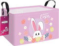 Rectangular Storage Basket Fabric Organizer Bin for Toys,Books,Clothes,Gifts,Pets-Perfect for Home,Office,Nursery,Dorm,Shelf(Rec-Easter rabbit)