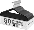 Hangers 50 Pack,Ultra-Thin Plastic Clothes Hangers (17.7 Inch) - Space-Saving Slim Hangers with Non-Slip Grooves for Wardrobe, Closet & Dorm Organization(Black)