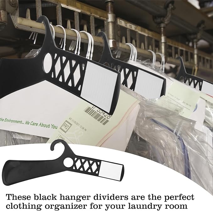 DoubleFill 25 Pcs Large Closet Dividers and 50 Pcs White Blank Cards 18 Inch Clothing Rack Size Dividers for Hanging Clothes, Black Garment Rack Tag for Clothes Organization