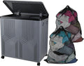 130 L Large Double Laundry Basket with Wheels Plastic, Rolling Laundry Basket with Lid and Removable Bag, Large Collapsible Laundry Hamper with 2 Sections, Gray