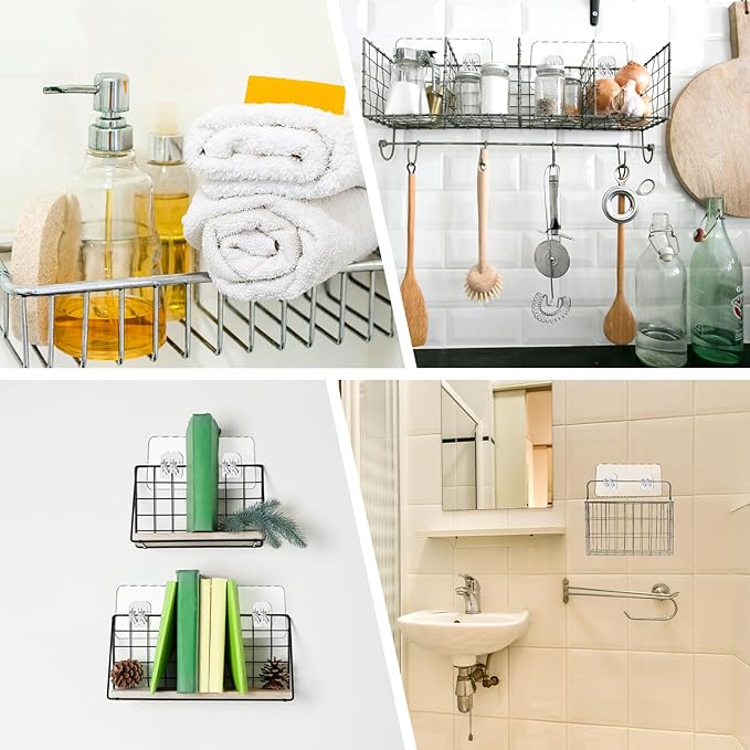 Cobee 8 Pcs Adhesive Replacement Hooks for Shower Caddy - Transparent Strong Wall Mount Hooks, No Drilling for Shelves Rack (8 Pcs Set)