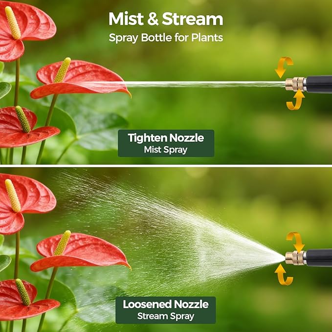 T4U 1/2 Gallon Pump Sprayer with Flexible Adjustable Nozzle, PP Hand Pump Pressure Sprayer with Built-in Measuring Cup for Home Garden Plant Care and Household Cleaning, Indoor & Outdoor Use