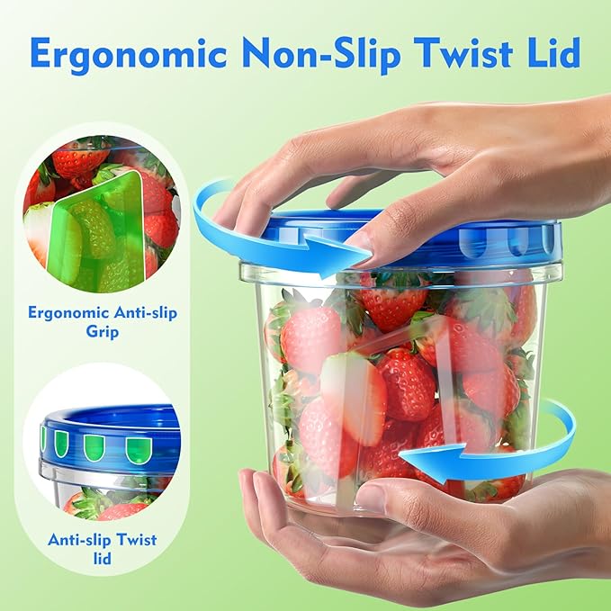 12 Pack- 34/24/17oz Freezer Storage Containers, Plastic Food Storage Containers with Twist Top Lids, BPA Free and Reusable Soup Containers with Lids, Leakproof/Microwave/Dishwasher Safe