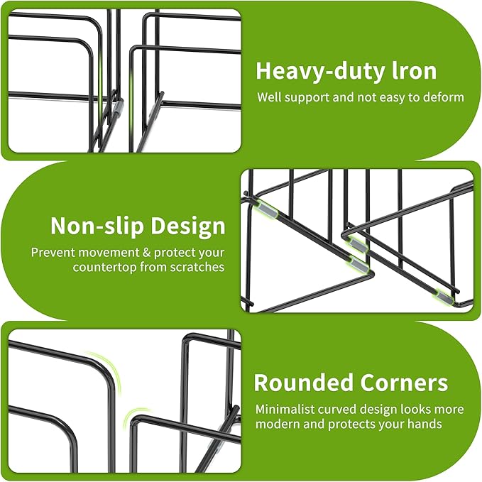 Pan and Pot Organizer Rack, Cutting Board Organizer for Cookie Sheet,Frying Pan inside Cabinet,Baking Pan, Tray Organizer for Kitchen Storage - Total 5 Compartments(2 Pcs)