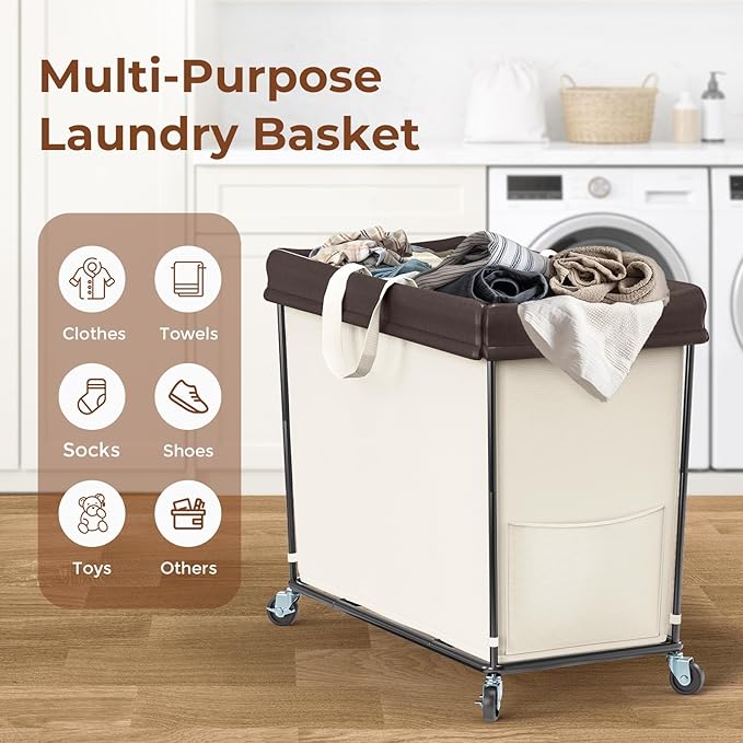 320L Laundry Hamper with Wheels, 3 Section Large Rolling Laundry Basket Bag with Wheels, Clothes Hamper Cart for Laundry, Bedroom, Bathroom and Dorm
