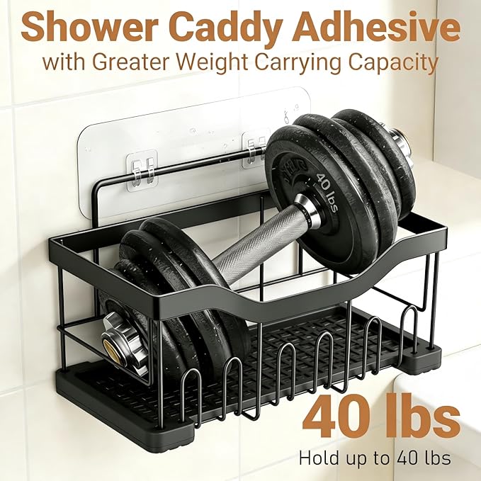 5 Pack Shower Caddy Adhesive Replacement, WaterProof Strong Shower Shelf Adhesive Hooks, No Drilling for Corner Shelf Basket, Bathroom Storage Shelves, Kitchen Racks and Soap Holde